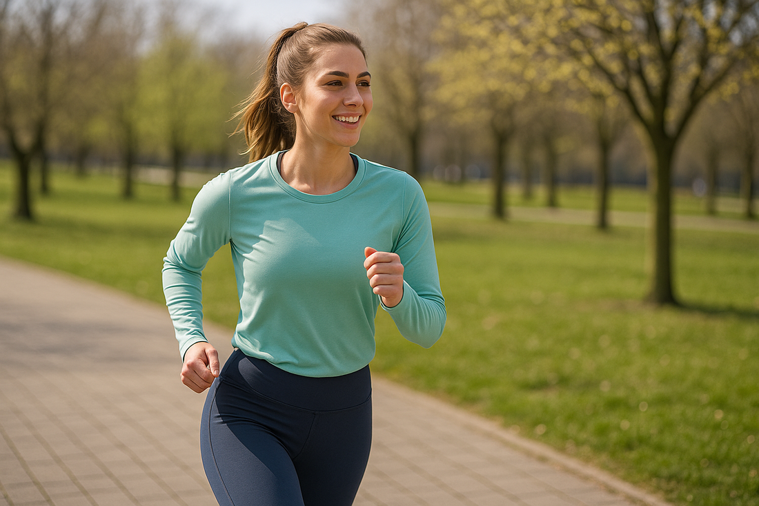 Sportliche Anfängerin beim Outdoor-Training im Frühling – Fitness Outfit für Anfänger Damen
